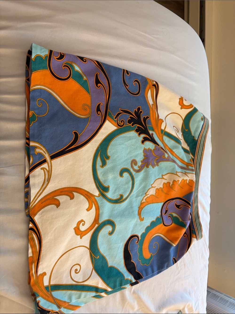 Elie Tahari Scroll-Print Skirt in Teal, Orange & Purple
